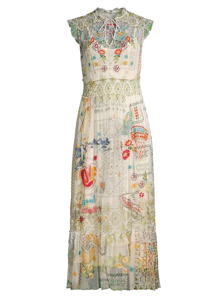 Merida Embroidered Mesh Maxi Dress