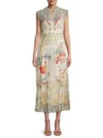 Merida Embroidered Mesh Maxi Dress