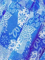 Mosaic-Print Cotton Tiered Midi-Dress