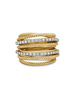 Crossover 18K Gold & Pavé Diamond Wide Ring