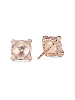 Châtelaine Stud Earrings with Morganite & Diamonds in 18k Rose Gold/8mm