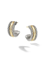 Cable Collectibles Huggie Hoop Earrings in Sterling Silver with 14K Yellow Gold