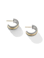 Cable Collectibles Huggie Hoop Earrings in Sterling Silver with 14K Yellow Gold