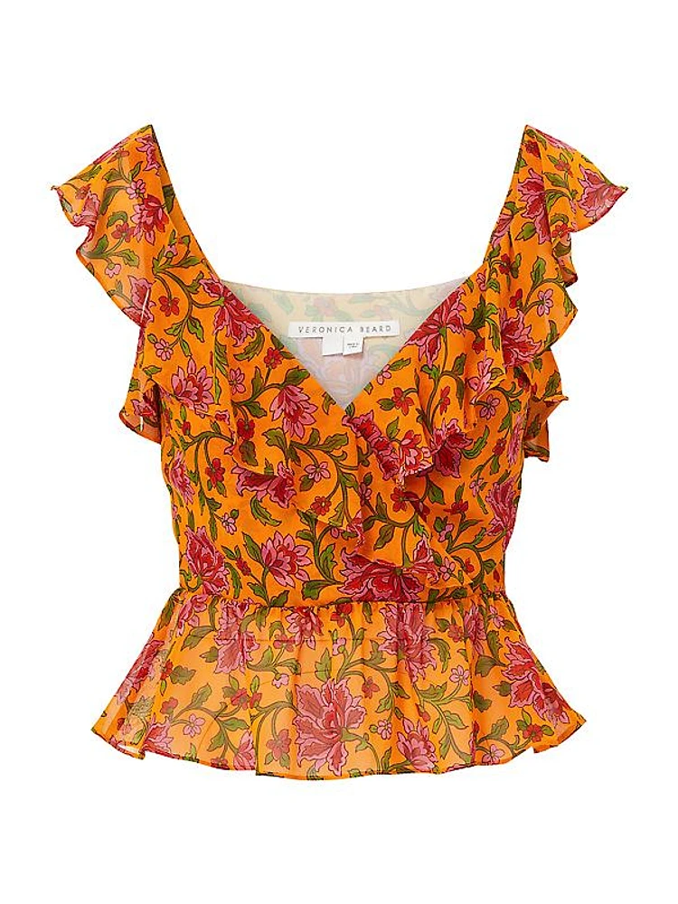 Randa Ruffled Floral Silk Top