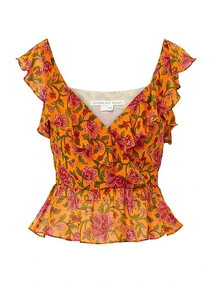 Randa Ruffled Floral Silk Top