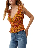 Randa Ruffled Floral Silk Top