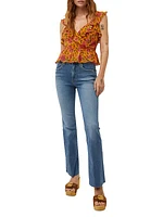 Randa Ruffled Floral Silk Top