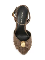 Genevieve 95MM Houndstooth Leather Sandals