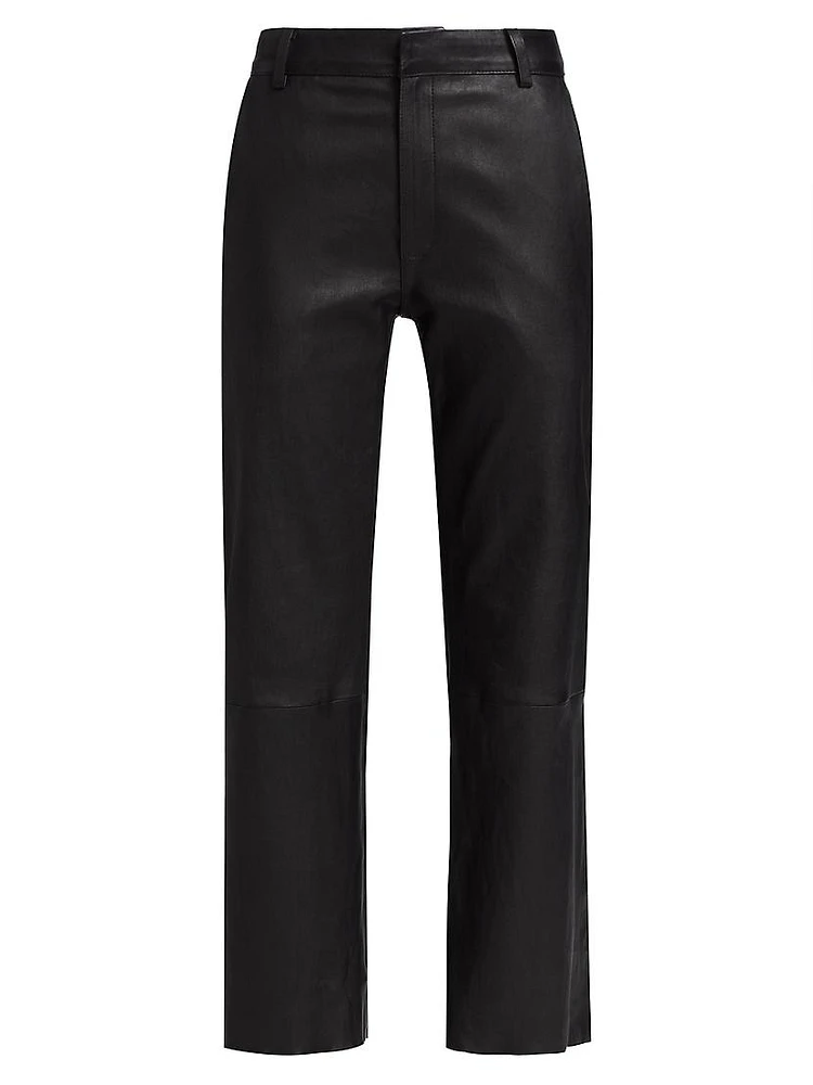 Cropped Stretch-Leather Trousers