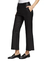 Cropped Stretch-Leather Trousers