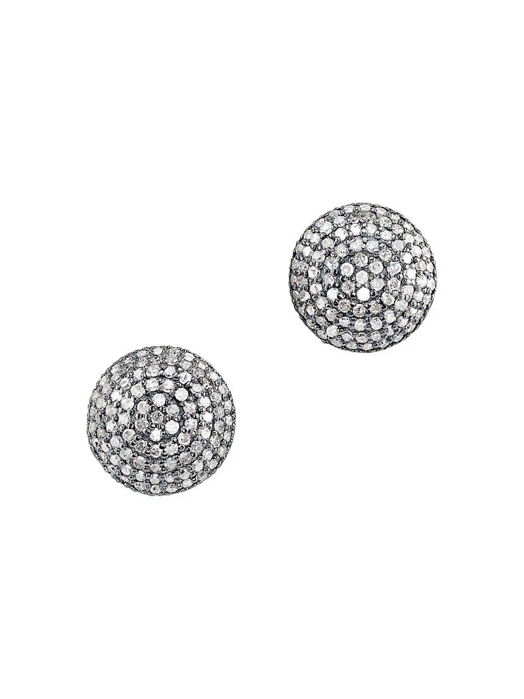 Sterling Silver & 1.90 TCW Diamond Dome Stud Earrings