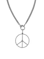 Peace Sign Sterling SIlver & 1.72 TCW Diamond Pendant Necklace