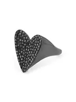Black-Rhodium-Plated & 1.21 TCW Diamond Folded Heart Ring