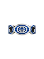 Interlocking G Sterling Silver & Enamel Cut-Out Ring