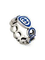 Interlocking G Sterling Silver & Enamel Cut-Out Ring