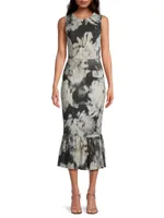 Abstract Floral Sheath Dress