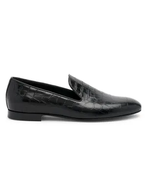 Croc-Embossed Leather Loafers