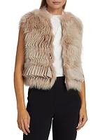 Pleated & Dyed Shearling Vest