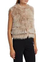 Pleated & Dyed Shearling Vest