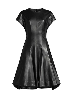 Vegan Leather Fit-&-Flare Dress