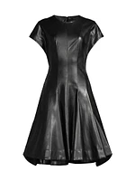 Vegan Leather Fit-&-Flare Dress