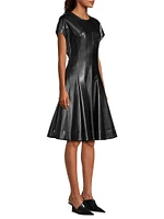 Vegan Leather Fit-&-Flare Dress