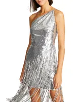 Tonya Sequin Fringe Midi-Dress