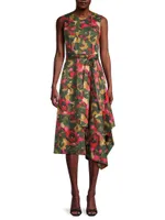 Floral Asymmetrical Midi-Dress