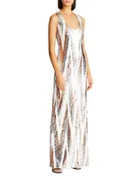 Eleanor Chevron Sequin Gown