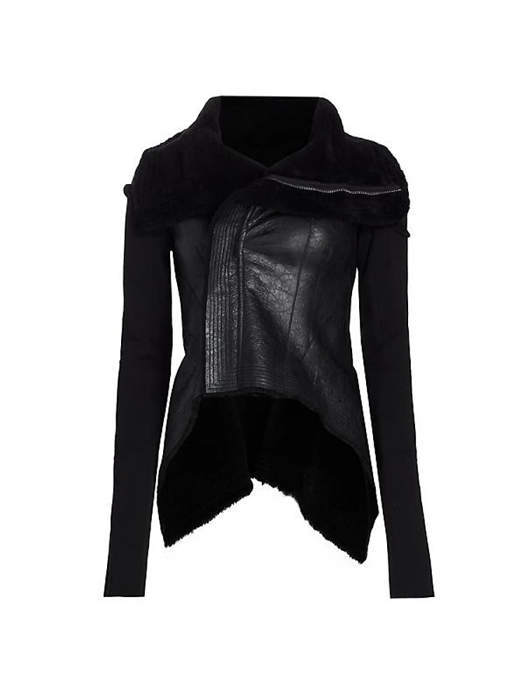 Naska Leather Shearling-Lined Biker Jacket