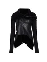 Naska Leather Shearling-Lined Biker Jacket