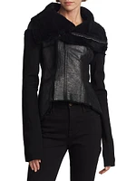 Naska Leather Shearling-Lined Biker Jacket