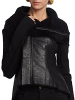 Naska Leather Shearling-Lined Biker Jacket