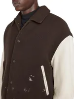 Wool-Blend Splatter Bomber Jacket