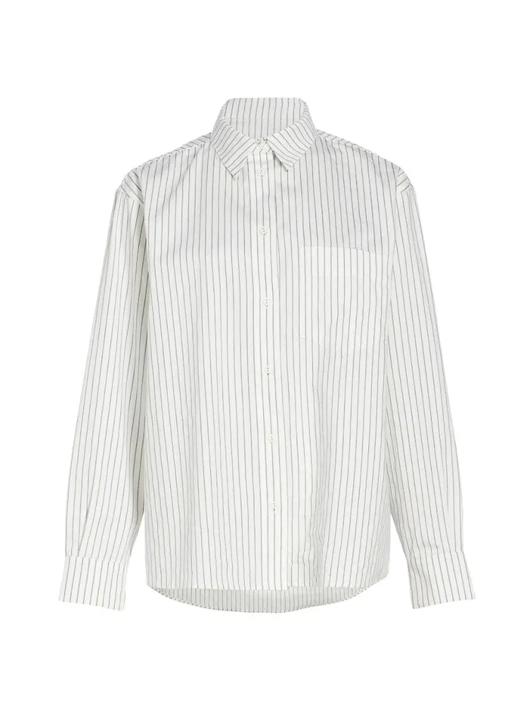 Ticking Stripe Cotton Oversized Shirt