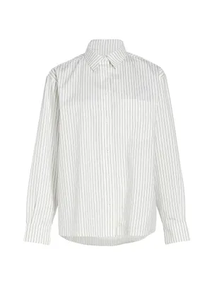 Ticking Stripe Cotton Oversized Shirt