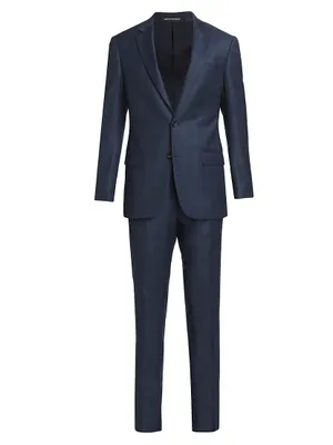 G-Line Plaid Wool Single-Breasted Suit