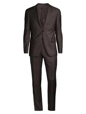 G-Line Plaid Wool Single-Breasted Suit