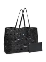 Mina 44 Laser-Cut Leather Tote Bag