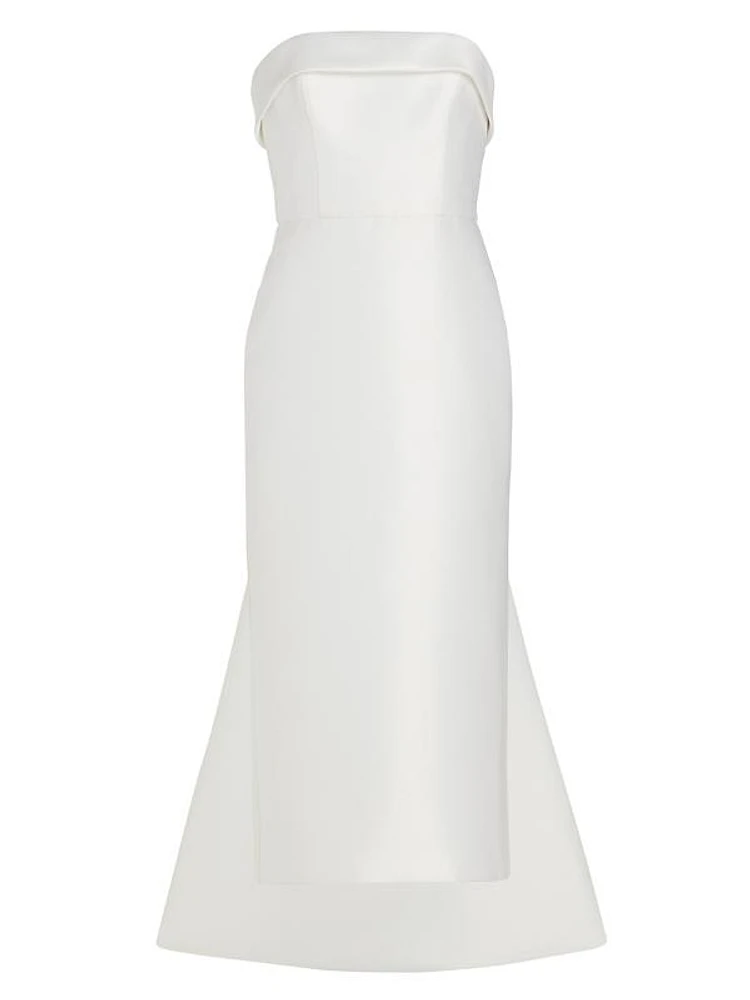 Mikado Satin Tea-Length Bridal Dress