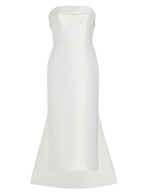 Mikado Satin Tea-Length Bridal Dress