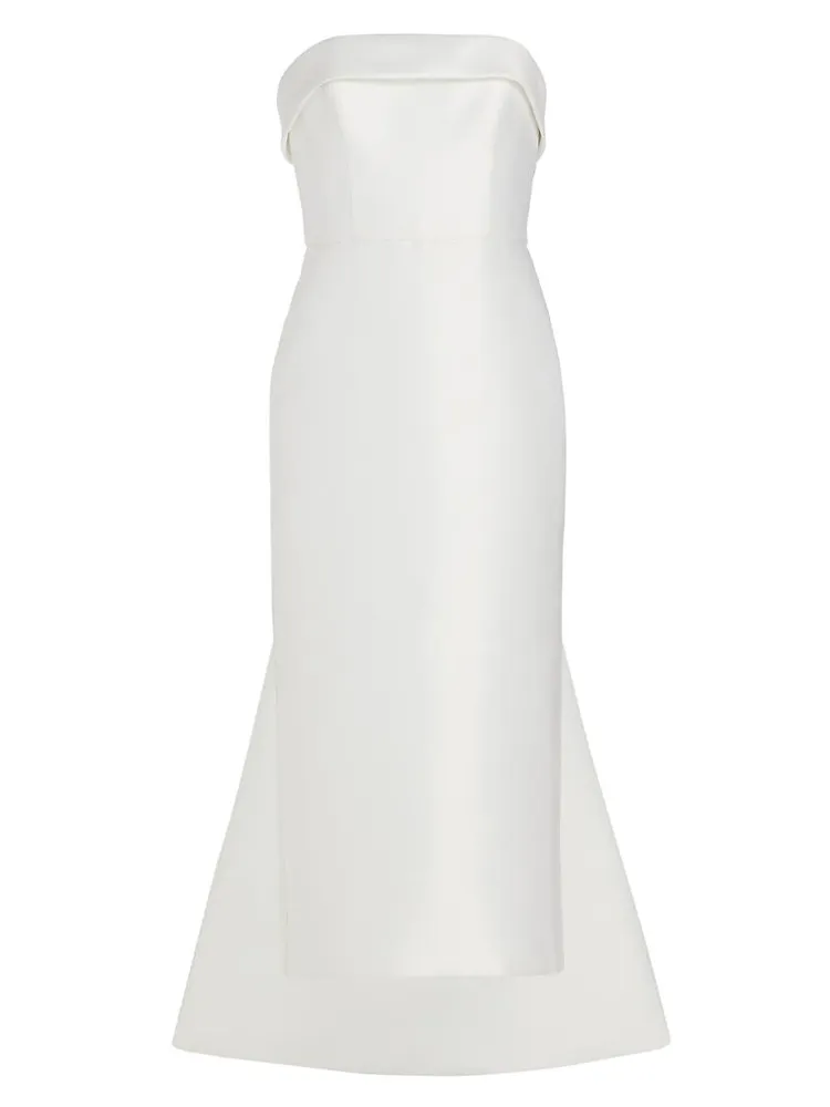 Mikado Satin Tea-Length Bridal Dress