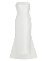 Mikado Satin Tea-Length Bridal Dress