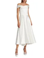 Fluide Satin Off-The-Shoulder Bridal Dress