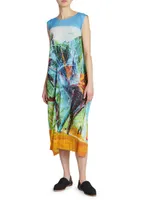 Tropical Winter Cocoon Midi-Dress