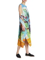 Tropical Winter Cocoon Midi-Dress