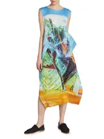 Tropical Winter Cocoon Midi-Dress