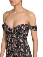 Printed Off-the-Shoulder Gown