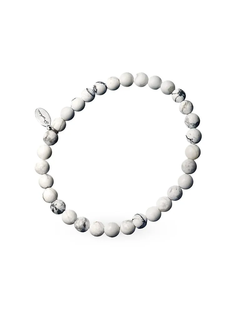 White Howlite & Sterling Silver Stretch Bracelet