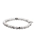 White Howlite & Sterling Silver Stretch Bracelet